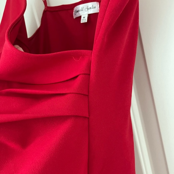 Red Emerald Sundae tulip skirt faux wrap dress - Picture 7 of 13